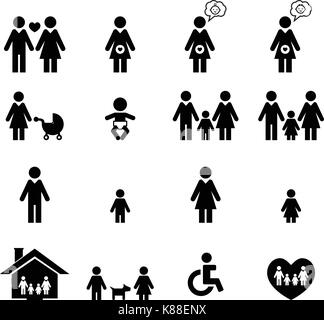 Famille icon set Illustration de Vecteur