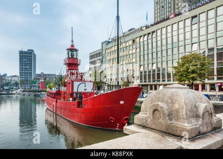 Pays Bas, Hollande-du-Sud, de Rotterdam, Leuvehaven, lightvessel au Musée Maritime Harbour Banque D'Images