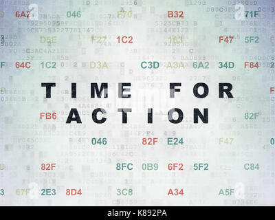 Timeline concept : le temps d'agir sur les données numériques papier fond Banque D'Images