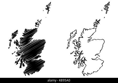 L'ECOSSE map vector illustration, scribble sketch Carte Ecosse Illustration de Vecteur