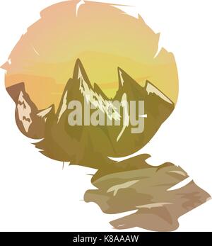 Vector illustration de paysage de montagne au coucher du soleil Illustration de Vecteur