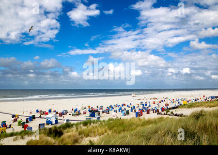 Les nuages se déplaçant au-dessus de la plage sur la mer du Nord à l'île de juist Frise orientale, en Allemagne, en Europe. Banque D'Images