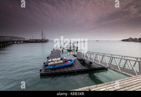 Au ponton de swanage old pier à Dorset Banque D'Images