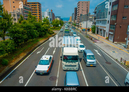 Kyoto, Japon - Juillet 05, 2017 : Vue aérienne de voitures sur la rue de Kyoto au Japon metropolis de kyoto. est l'une des plus grande ville du Japon Banque D'Images