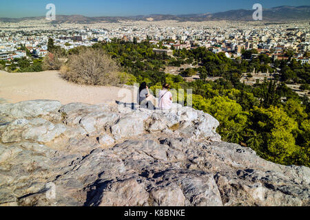 Aréopage et le temple d'Héphaïstos vue de l'Acropole, Athènes, Grèce, septembre 2017 Banque D'Images