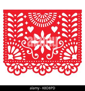 Décorations papier mexicain - papel picado, fiesta vecteur conception traditionnelle bannière inspirée de guirlandes au Mexique découper le gabarit de fleurs et Illustration de Vecteur