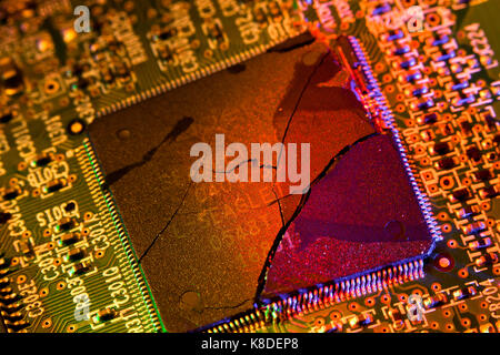 12.2005 CPU (processeur casse, casse de CPU) sur la carte de circuit imprimé - USA Banque D'Images