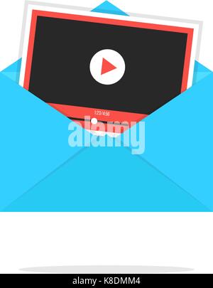 Ouvert bleu enveloppe avec carte lecteur vidéo Illustration de Vecteur