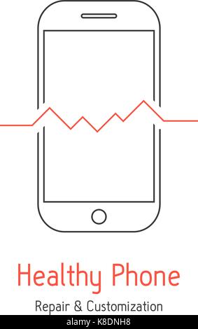 Logotype téléphone sain avec smartphone contour Illustration de Vecteur