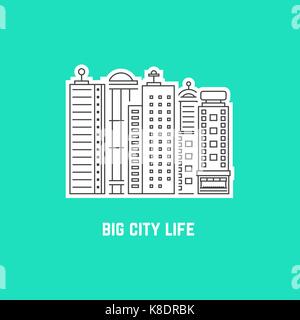 Big City life avec contours gratte-ciel Illustration de Vecteur