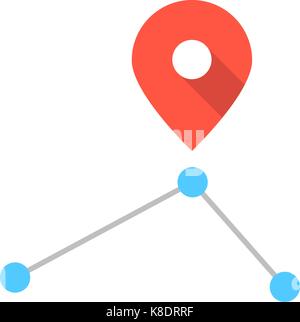 Broche rouge sur l'icône route simple Illustration de Vecteur