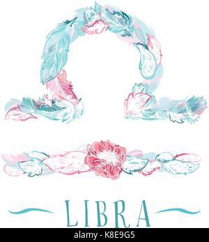 Symbole horoscope faite de plumes d'ornement tribal en style Boho Illustration de Vecteur