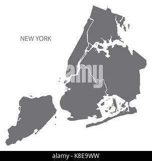 Plan de la ville de New York avec les quartiers gris illustration forme silhouette Illustration de Vecteur