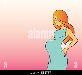 Pregnant woman holding her baby bump vector illustration Illustration de Vecteur