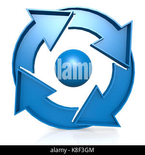 Cercle bleu graphique avec 4 flèches Banque D'Images