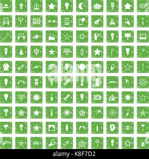 100 light icons set grunge green Illustration de Vecteur