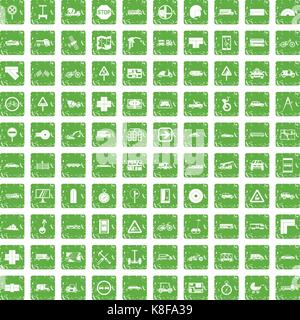 Emplacement 100 icons set grunge green Illustration de Vecteur