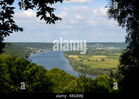 La Seine vue du point de vue de Villequier, ville de la "boucles de la Seine Normande" Réserve Naturelle Régionale. Dans l'arrière-plan, Caudeb Banque D'Images