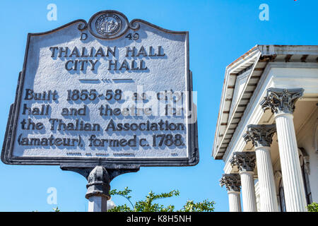 Wilmington Caroline du Nord,North 3rd Street,quartier historique,Thalian Hall Center for the Performing Arts,théâtre,théâtre,marqueur,panneau,NC170518028 Banque D'Images