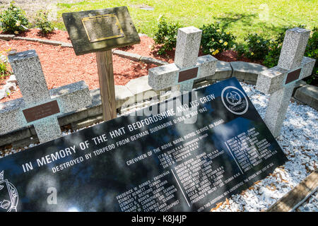 Caroline du Nord,NC,Outer Banks,Ocracoke Island,British Cemetery,World War II,HMS Bedfordshire,naufrage de navires,mémorial,Torpedo Junction,inconnu marin,gra Banque D'Images