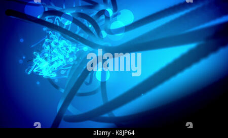 Alien à la 3d illustration de certaines créatures dot à bleu foncé entouré d'une forme courbe dans le fond bleu-violet qui impressionnent par certains Banque D'Images