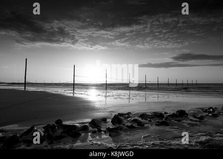 Coucher de soleil sur la mer, l'île de wangerooge, frison, Frise orientale, Basse-Saxe, Allemagne, Europe Banque D'Images