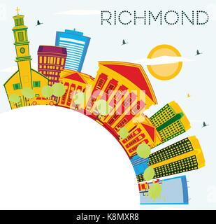 Richmond skyline avec les bâtiments, de couleur bleu ciel et espace copie. vector illustration. Les voyages d'affaires et tourisme concept avec l'architecture historique. Illustration de Vecteur