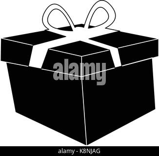 Boîte de cadeau de noël, icône silhouette, symbole, design. vector illustration isolé sur fond blanc. Illustration de Vecteur