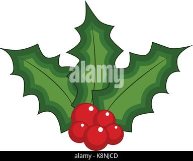 Baie de houx de Noël, feuilles et fruits, symbole, icône du design. Vector illustration d'hiver isolé sur fond blanc. Illustration de Vecteur