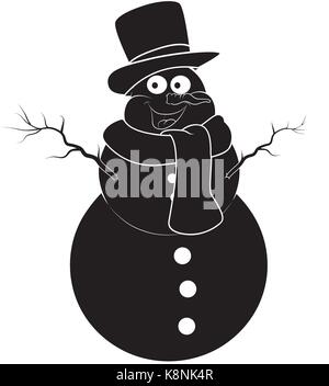 Bonhomme de neige de Noël silhouette design dessin animé pour la carte. L'icône d'hiver, symbole vector illustration isolé sur fond blanc. Illustration de Vecteur