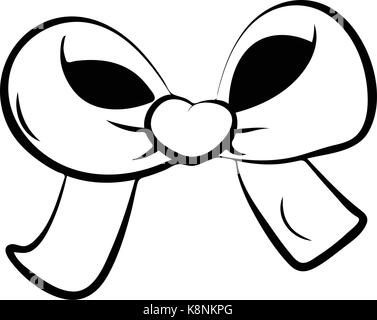 Ribbon bow pour cadeau de noël design symbole silhouette. Vector illustration isolé sur fond blanc. Illustration de Vecteur