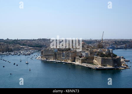 Vue sur le Grand Port de La Valette, à Malte, Sliema Banque D'Images