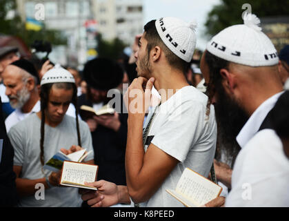 Uman, Ukraine. 20th de septembre 2017. Pèlerinage juif sur le site Saint de la tombe du Rabi Nachman de Bresslov. Banque D'Images