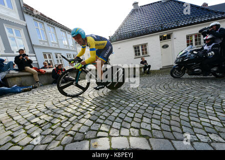 Bergen, Norvège. 20 Sep, 2017. Andrey GRIVKO de l'Ukraine a terminé 18e dans la mens Elite montre à Bergen, Norvège, au Championnat du Monde de Cyclisme. Credit : Kjell Erik Irgens Henanger/Alamy Live News Banque D'Images