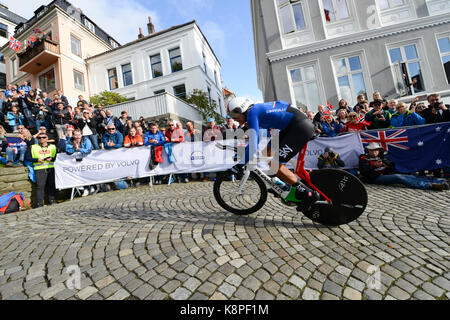 Bergen, Norvège. 20 Sep, 2017. Gianni Moscon d'Italie a terminé 6e dans la mens Elite montre à Bergen, Norvège, au Championnat du Monde de Cyclisme. Credit : Kjell Erik Irgens Henanger/Alamy Live News Banque D'Images