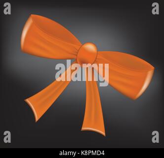 Réaliste d'Orange ribbon bow sur fond sombre. Vector illustration Illustration de Vecteur