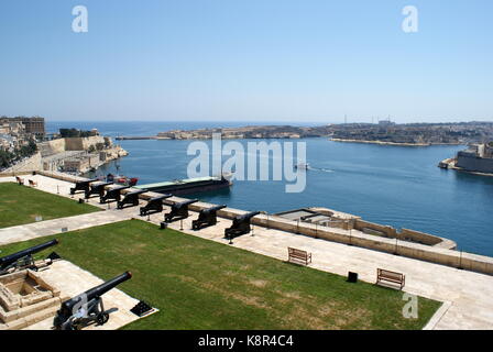 La batterie, la région de Barrakka Gardens, La Valette, Malte Banque D'Images