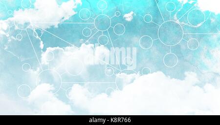 Digital composite de ciel nuages avec des graphiques de connecteurs Banque D'Images