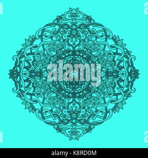 Motif ethnique authentique. blue mandala imprimer. amazing background. vector illustration. Illustration de Vecteur