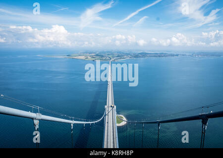 Vue depuis le pont de la Grande ceinture (Storebæltsbroen), Danemark Banque D'Images