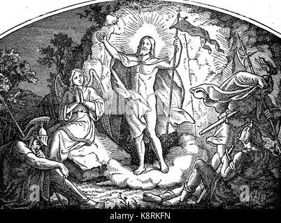 La résurrection de Jésus Christ, l'amélioration numérique reproduction d'une gravure sur bois, publié dans le 19e siècle Banque D'Images