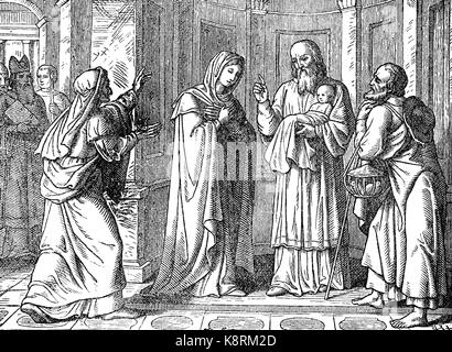 Jésus au temple de Jérusalem, l'amélioration numérique reproduction d'une gravure sur bois, publié dans le 19e siècle Banque D'Images