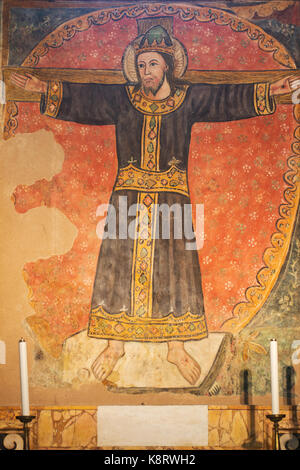 Le Christ Roi crucifié - Basilica dei Santi Cosma e Damiano - Rome - (forme rare de fresque représentant un Christ Crucifié) Banque D'Images