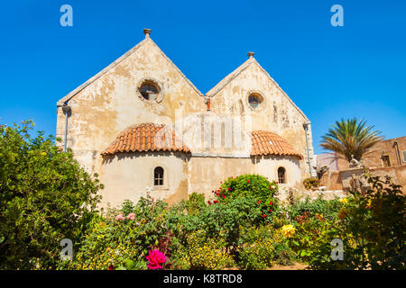 Vue sur le monastère d'Arkadi du jardin intérieur. La Crète, Grèce Banque D'Images