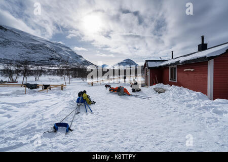 Ski de randonnée dans l'Abisko National Park, la Suède, Europe Banque D'Images