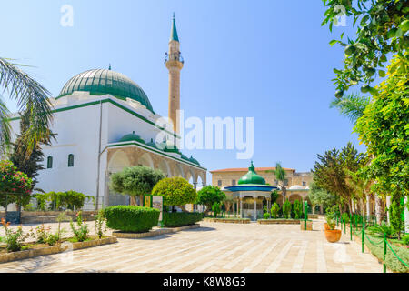 Vue de la mosquée El jazzar (la mosquée Blanche) et son sabil, à l'acre (akko), Israël Banque D'Images