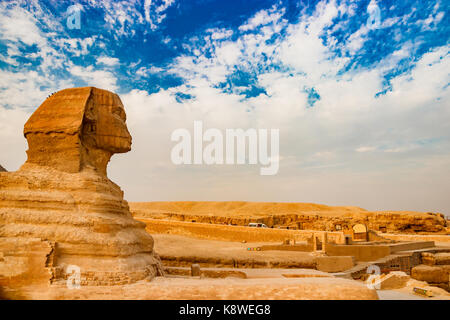 Sphinx près des pyramides de Gizeh Le Caire, Égypte. Banque D'Images