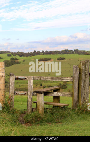 Un stile à Devil's Dyke sur les South Downs près de Brighton, Sussex Royaume Uni Banque D'Images