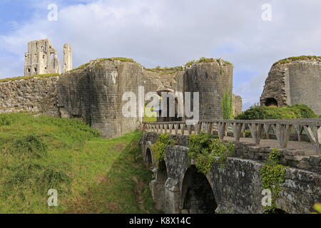 Château de Corfe, West Road, Corfe, à l'île de Purbeck, Dorset, Angleterre, Grande-Bretagne, Royaume-Uni, UK, Europe Banque D'Images