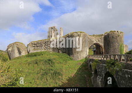 Château de Corfe, West Road, Corfe, à l'île de Purbeck, Dorset, Angleterre, Grande-Bretagne, Royaume-Uni, UK, Europe Banque D'Images